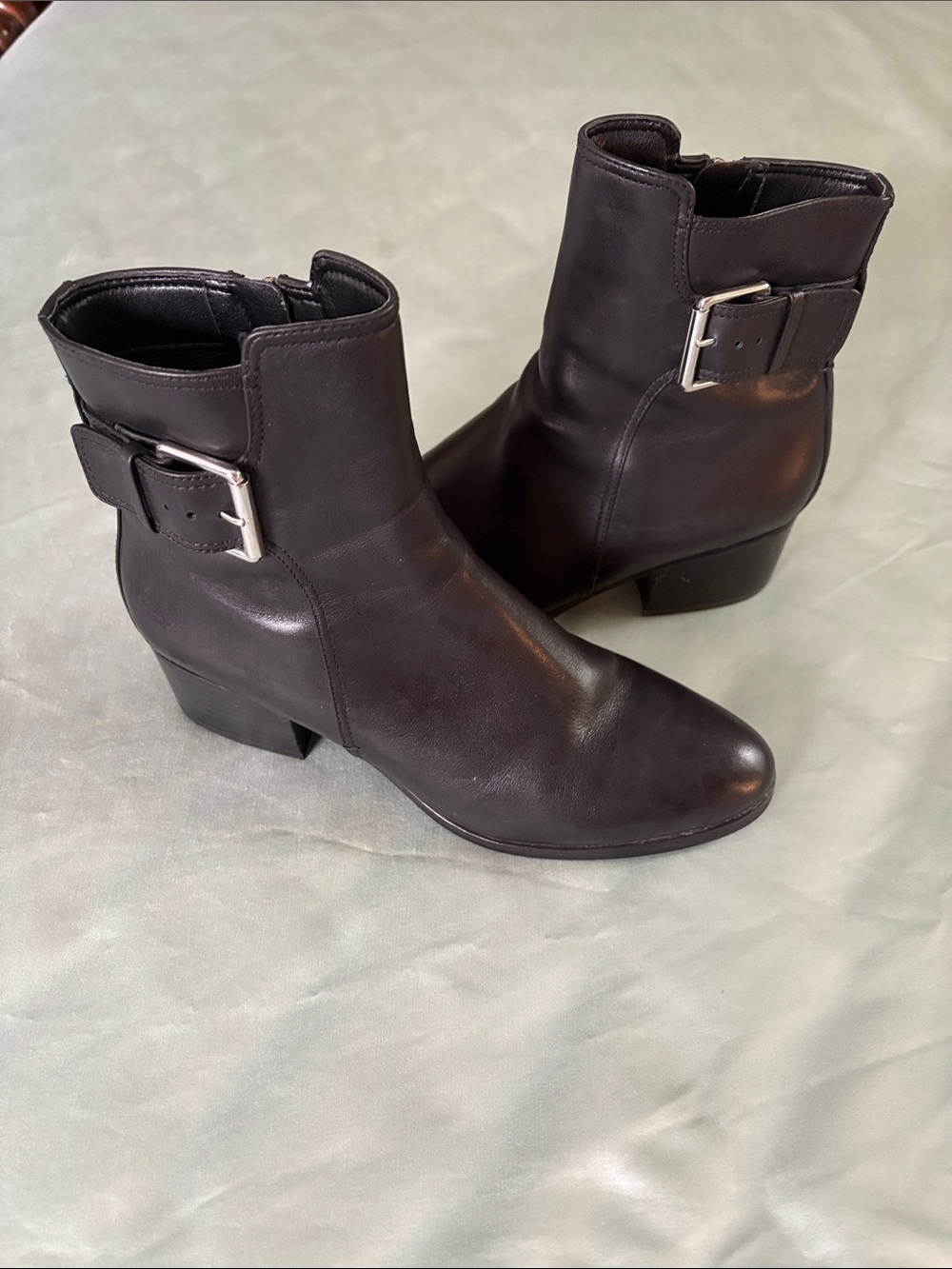 Via Spiga Black Soft Leather Ankle Boots with Buckle Detail